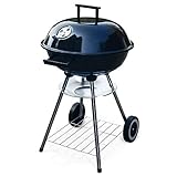 RESCH 502595 Holzkohlegrill Ø 44cm, 4 Personen Grill Holzkohle, fahrbarer Kugelgrill mit Deckel für Unterwegs/Garten/Balkon