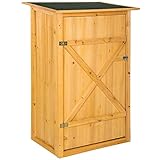 tectake® Holz Gartenschrank, Outdoor Schrank wetterfest, 75 x 56 x 118 cm, Geräteschrank mit 2 Regal Böden, Terrassenschrank, Balkonschrank, Gerätehaus, Garten Möbel