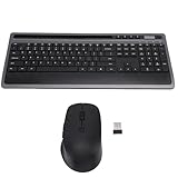 Tosuny Combo für Drahtlose Tastatur und Maus, Stille Ergonomische Tastatur und Maus Set, Vollständige Tastatur mit Standplatz, 800/1200/1600 DPI Optical Maus, 2,4 G USB Empfänger
