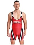 Freebily Herren Wrestling Body Tiefer Auschnitt Sport Jumpsuit Athletic Supporters Schwimmanzug Schnelltrocknend Rot XL