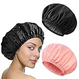 2 Stück Duschhaube Damen, duschhaube, Duschhaube Elegante Extra Duschkappe Damen Wasserdichte Elastische Duschhauben Hair Cover Zum Duschen Spa Salon Make up Reisen Hotel