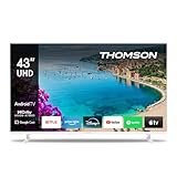 Thomson 43 Zoll (109 cm) 4K Ultra HD Weiß Smart Android TV, Google Assistant, Wi-Fi, Dolby Digital, Bluetooth, Triple-Tuner (Kabel,Satellit,Antenne), HDMI, CI+, A+ Panel – 43UA5S13W