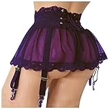 Frauenkleid reizvolle Unterwäsche Plus Größe Verband Strumpfschutz Hosenträger Hosenträger Gürtel Spitze Mesh weibliche Rock Unterwäsche Dessous Röckchen (Purple, S)