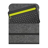 Schützende Aufbewahrungstasche für Logitech K480 Tastatur, Filz-Reisetasche mit vollständiger Abdeckung, stoßfester, staubdichter Organizer für kabelloses Tastaturzubehör (Dunkelgrau)