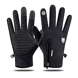 Hsdvdva Handschuhe Herren Damen Touchscreen Fahrradhandschuhe Winddichte Wasserdicht rutschfeste Sporthandschuhe Winter Warme MTB Handschuhe für Laufen Skifahren Motorrad Radfahren Schwarz M