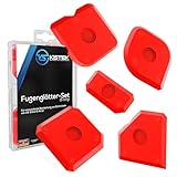 KISTEK® Silikon Fugenglätter Set [5-teilig] - 5 Verschiedene Silikon Abzieher zum Glätten von Acryl- & Silikonfugen inkl. Ratgeber für perfekte Fugen