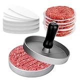 LAKEDO Burgerpresse mit 100 Wachsscheiben-Papieren, antihaftbeschichtetes Aluminium, Hamburger-Patty-Maker, Burgerpressen-Set für Burger-Patty