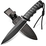 NedFoss BLACK PHOENIX Outdoor Messer feststehend, 28cm Full Tang Survival Messer mit G10 Griff, Jagdmesser mit Holster, Scharfe Camping messer als Bushcraft, Gürtelmesser, Fahrtenmesser