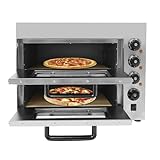 3000 W Elektrischer Pizzaofen, 2-lagig Kommerzieller Pizzaofen Edelstahl Backofen Pizzabackofen Temperatur bis zu 350°C für Pizza, Brot und Backwaren