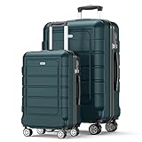 SHOWKOO Kofferset 2 Teilig Hartschale Leicht ABS+PC Erweiterbar Reisekoffer Haltbar Trolley Handgepäck Sets mit TSA Schloss und 4 Rollen (M XL -Armeegrün)