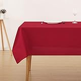 Deconovo Tischdecke Tischdecken Tischtuch Wasserabweisend Tischwäsche Lotuseffekt Tischtücher Tischdeko, 130x130 cm, Rot, 1 Stück