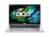 Acer Aspire 3 (A317-54-349W) Laptop | 17, 3' FHD Display | Intel Core i3-1215U | 8 GB RAM | 512 GB SSD | Intel UHD Graphics | Windows 11 | QWERTZ Tastatur | Silber