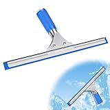 Fensterabzieher Profi, Edelstahl Fensterwischer mit Gummilippe, Duschabzieher Schwarz für Dusche, Badezimmer, Spiegel, Glas-Reinigung,Fliesen,Fensterreinigung,Duschabzieher, Fensterreiniger 35 cm,Blau