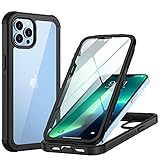seacosmo iPhone 13 Pro Hülle, Stoßfest Handyhülle iPhone 13 Pro 360 Grad Rugged Case mit eingebautem Displayschutz, Schwarz