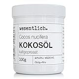 Kokosöl kaltgepresst 100g - reine Pflege für Haut und Haar - ohne Zusätze - in wiederverschließbarer Schraubdeckeldose von wesentlich.