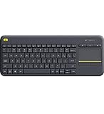 Logitech K400 Plus Kabellose TV-Tastatur mit Touchpad, 2.4 GHz Verbindung via Unifying USB-Empfänger, Programmierbare Multimedia-Tasten, Windows/Android/ChromeOS, Tschechisch QWERTZ-Layout - Schwarz