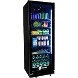 Getränkekühlschrank ZKB 360 schwarz Flaschenkühlschrank Kühlschrank mit Glastüre Gastro Getränkekühler