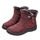 Porceosy Winterstiefel Winter Thermo Schneeschuhe Reißverschluss Alltag 1 Paar, rot, 38 EU