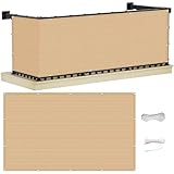 Balkon Abdeckung Atmungsaktiv 80 x 700 cm - Sonnenschutz Windsperre für Balkon Garten & Terrasse - Sandgelb Outdoor Schattenlösung