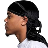 Veeta Herren Samt Velvet Durag, Schwarz, Einheitsgröße