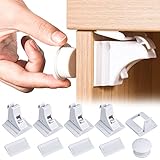 4 Stück Kindersicherung Schrank + 1 Magnetische Kindersicherung Schlüssel, Baby Sicherheit Magnetisches Schrankschloss, Unsichtbare Babysicherheit Schubladensicherung, Ohne Bohren und Schrauben