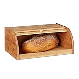 Relaxdays Brotkasten Bambus HBT: 16,5 x 40 x 27,5 cm...