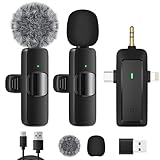 HMKCH Kabelloses Lavalier Mikrofon für iPhone/Android Telefon/Kamera/Computer/Laptop, Professionelles Dual Ansteckmikrofon mit USB-C/3,5 mm/USB-Stecker für Videoaufzeichnung, Vlog, YouTube, TikTok