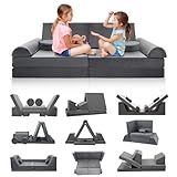 Meulbaty Spielsofa für Kinder,Kindersofa aus 10 Schaumstoff Bausteine, Flexibel Kombinierbare Kinder Couch Modulares Spielsofa zum Spielen, Kreativsein, Schlafen