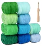 10 Farben Nadelfilz Set, Nadel Filz Wolle, Nadelfilz Wolle, Nadel Filz Wolle Kit mit Filznadeln, Filzwolle Set je 10 g, Filzwolle Nassfilzen Nadelfilzen Set für Filzwolle Trockenfilzen DIY Handwerk