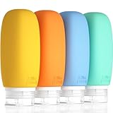 Morfone Reiseflaschen zum Befüllen 100ml, Silikon Reiseflaschen Set 4 Stück Travel Essentials Nachfüllbare Reisegröße Flaschen Auslaufsicher Reise Container Shampoo Creme Spülung, Reise Gadgets