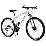 28 Zoll Herren Mountainbike MTB 21 Gang Shimano Schaltung Stahl Diamantrahmen 45 cm Weiss Federgabel Scheibenbremsen Hardtail Fahrrad Fuer Erwachsene