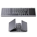 OMOTON Faltbare Bluetooth-Tastatur mit Touchpad, Kabellose Klapptastatur, Multi-Device und Wiederaufladbar, Tragbare Tastatur für iPad, Smartphone, Android, Tablet, PC und Windows Laptop, QWERTZ