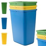 KADAX Abfalleimerset für Abfalltrennung, Mülleimer aus robustem Kunststoff, Abfallbehälter, Müllsortierer für Sammeln von Glas Plastik und Papier (3x12L)