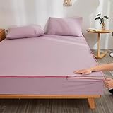 Anpassbarer Matratzenschoner und Spannbettlakenbezug aus 100 % Baumwolle, 90 x 200 + 10 cm, hautfreundlich, bequem, für Doppel-/Einzel-/Kingsize-Betten, mit Reißverschluss