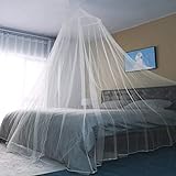 Sekey XXL Moskitonetz Doppelbett Rund, Mückennetz Bett Feinmaschig Mesh, Insektennetz für Innen und Außen mit Klebehacken 60 x 250 x 1200 cm, Weiß