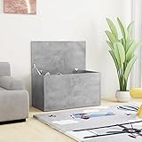 ShCuShan Truhe grau Beton 84 x 42 x 46 cm aus Spanplatte, Truhe aus Holz, Truhe aus Holz, Truhe in Form einer Truhe, geeignet als Couchtisch, im Vintage-Stil, Loft, mit aufklappbarem Deckel und Platz