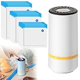 Vakuumierer, Vakuumiergerät Mit 15 Vakuumbeuteln, Mini Handvakuumierer Vacuumiergeraet Vakuumpumpe Tragbarer Elektrische Folienschweißgerät Wiederaufladbar Für Küche Aufbewahrung(Weiß)