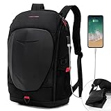 KINGSLONG Rucksack Laptop Herren 15-17,3 Zoll Tech Wasserdicht Gaming Rucksack mit USB-Anschluss Reisen Rucksäcke Hartschale Motorrad Rucksack Outdoor - Schwarz