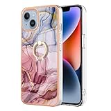 Handyhülle für Honor X6B Hülle Case Cover Ring Halter Ständer Silikon Matt Marmor Muster Weiche Tasche Marble Schutzhülle Dünn Handytasche Soft Case Bumper TPU Handycover Rosenrot