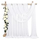 yolzhxe Querbehang Freihanddeko, Weiß Vorhang Hochzeitsbogen, Voile Gardinen Vorhänge, Stoff Tüll Hochzeits Hintergrund, Vorhang Deko für Fotografie Hochzeit Party Geburtstag, 75 x 600 cm