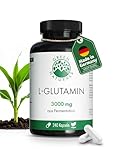 Green Naturals® L-Glutamin Kapseln – Hochdosiert: 3.000 mg reine Aminosäure in freier Form & aus natürlicher Fermentation – 100 % Vegan & Ohne Zusätze – 240 Kapseln (60 Tage)