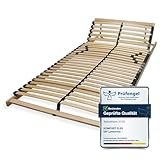 Sleepneo Lattenrost 120x200, Kopfteil verstellbar, Ergonomischer 7-Zonen-Lattenrost, Buchenholz, 28 Latten, Selbstmontage, hohe Traglast bis 150Kg