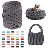 Fhlprte Armstricken Wolle 500g/16m, Dicke Wolle Garn,wolle zum armstricken Chunky Yarn Schlauchgarn Häkelwolle Isländische für Anfänger, Decken, Tasche, Handstrickgarn (Dunkelgrau)