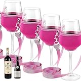 Weinglas Halshalter, 4 Stück Weinglashalter, tragbare Weinglashalter zum Umhängen, für Weihnachten, Geburtstag, Hochzeit, Party (Pink)