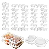 Soßenbehälter für Gewürze, Salatdressings, 100 Stück, Picknick-Saucentassen mit Deckel, kleine Reise-Snack-Behälter mit 2 Fächern