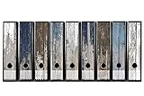 codiarts. Set 9 Stück breite Ordner-Etiketten - altes Holz Planken maritim Vintage - Selbstklebende Folie (Ordnerrücken Aufkleber Sticker)