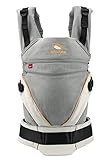 manduca Babytrage XT – All-In-One Babytrage für Neugeborene ab 3,5 kg und Kleinkinder bis 20 kg – ergonomische Kindertrage mit verstellbarem Steg – Einheitsgröße, grey-orange