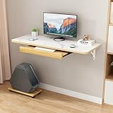 Schwebender Klapptisch zur Wandmontage, für kleine Räume, platzsparende Werkbank für Büro, Zuhause, Küche, 60 cm, Holzfarbe