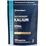 Kalium Hochdosiert aus Kaliumcitrat | 120 Vegane Tabletten | 800mg pro Tag | Potassium Citrate | für Blutdruck, Muskelfunktion & Nervensystem | Horbaach