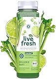 LiveFresh BIO Selleriesaft Kaltgepresst | 97% Selleriesaft, 3% Limettensaft | Ohne Zuckerzusatz | Frisch gepresster Gemüsesaft mit Kalium, Calcium & Vitamin K | Inkl. 1,50€ Pfand | 6x250ml